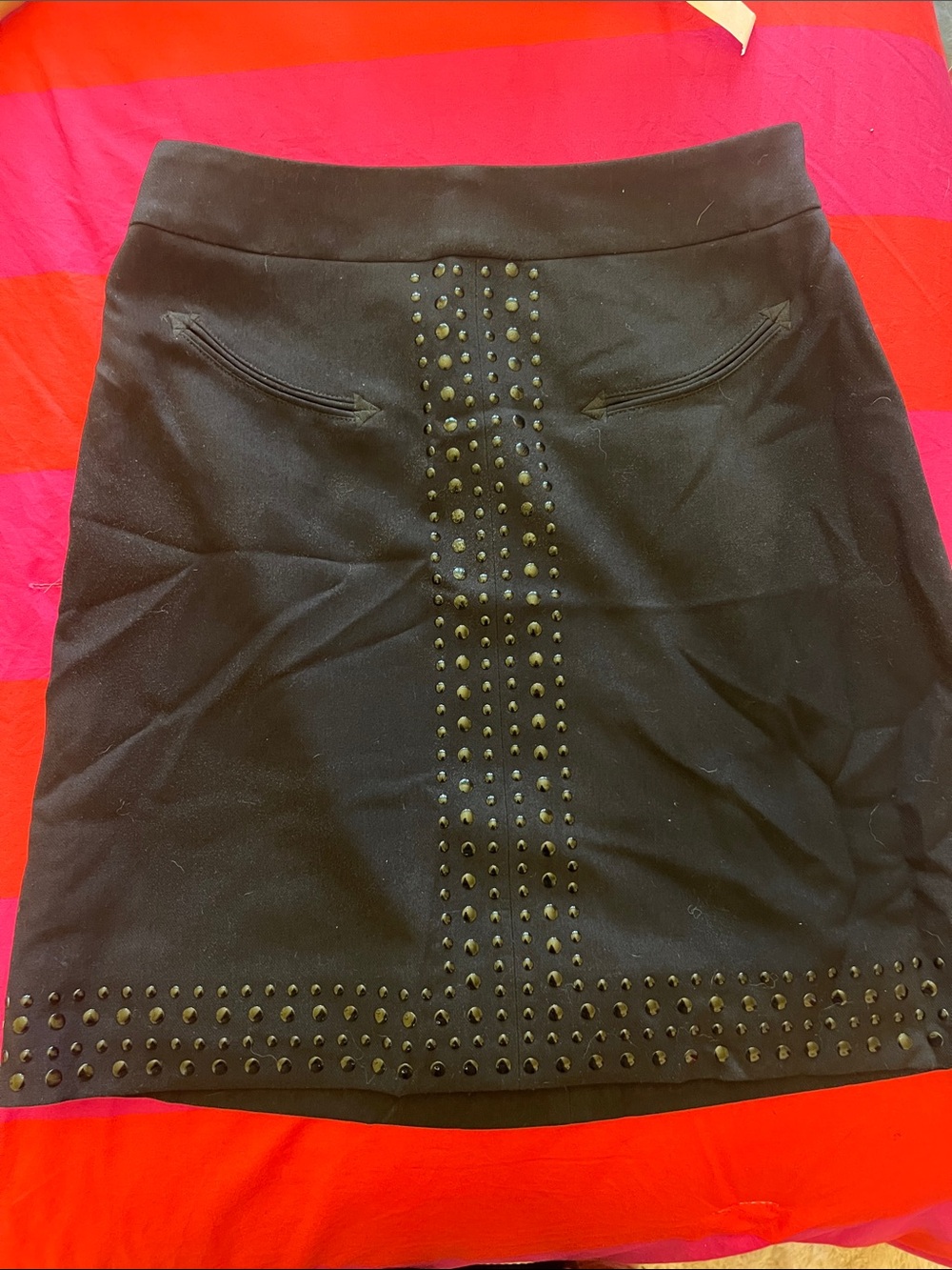 Ariat Black Mini Skirt with Studded Center Panel and Western faux Pockets Sz2 - Picture 1 of 10